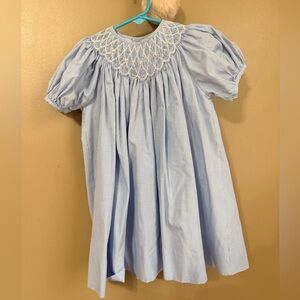 Petit Ami blue gingham floral smocked dress